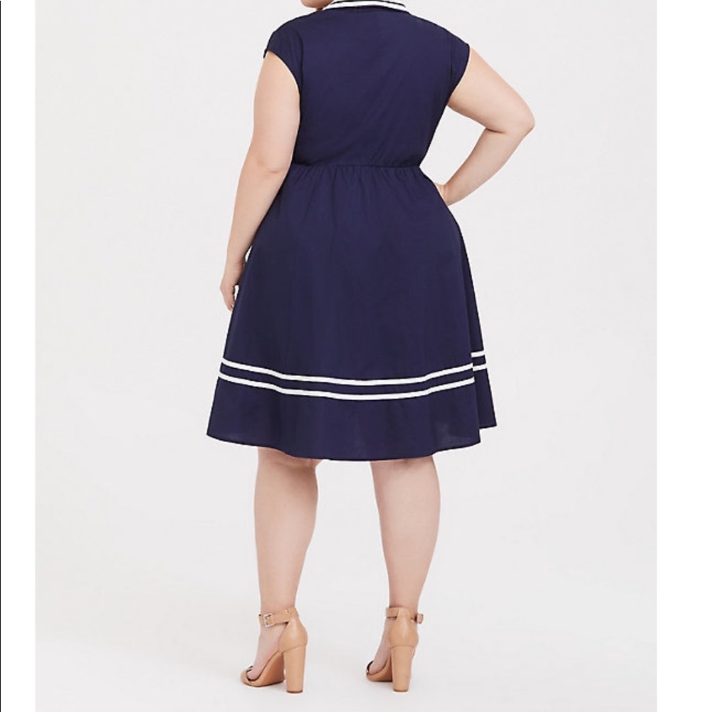 torrid Navy Blue Fit-and-Flare Dress with White Trim - Picture 5 of 5